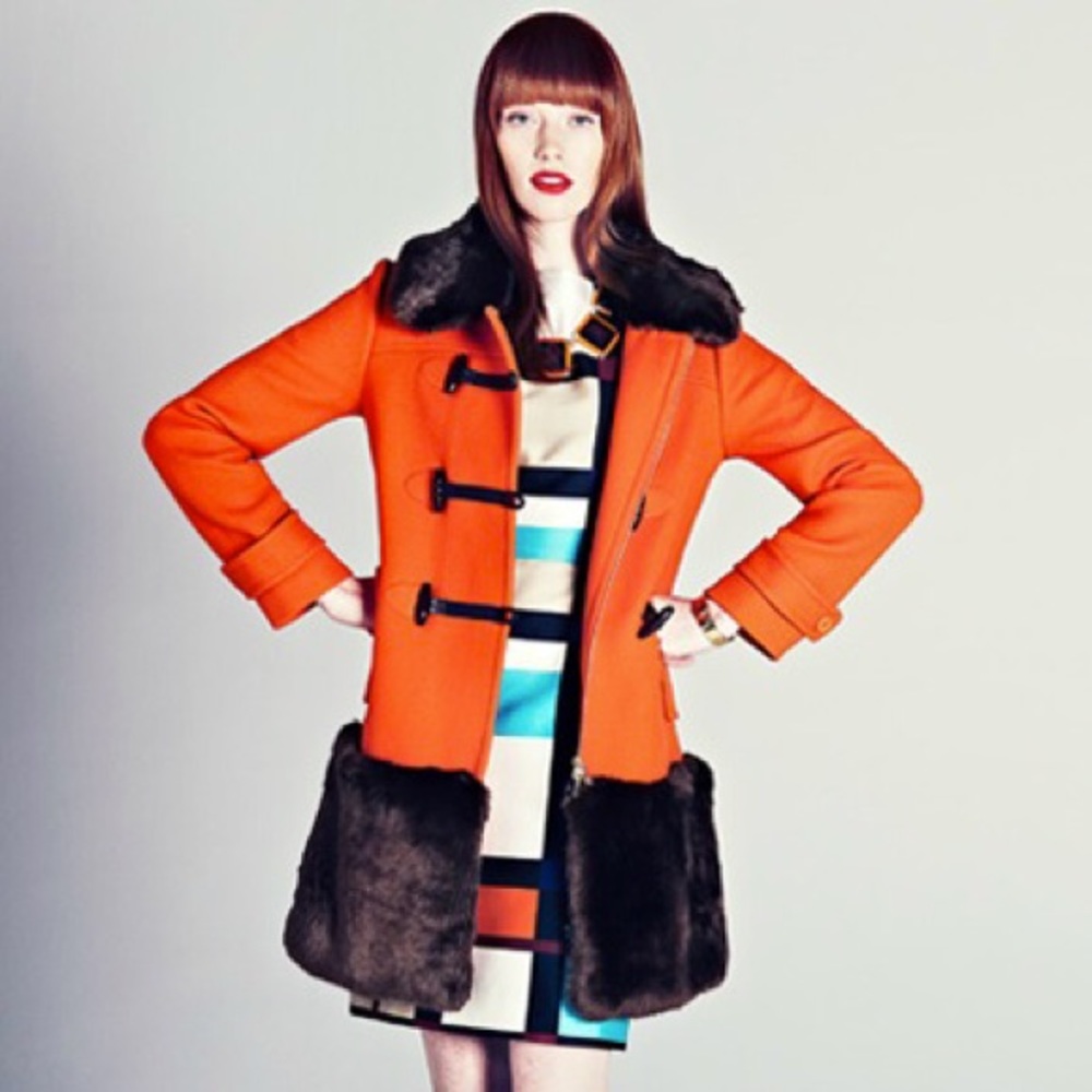 Kate Spade Orange Faux Fur Coat